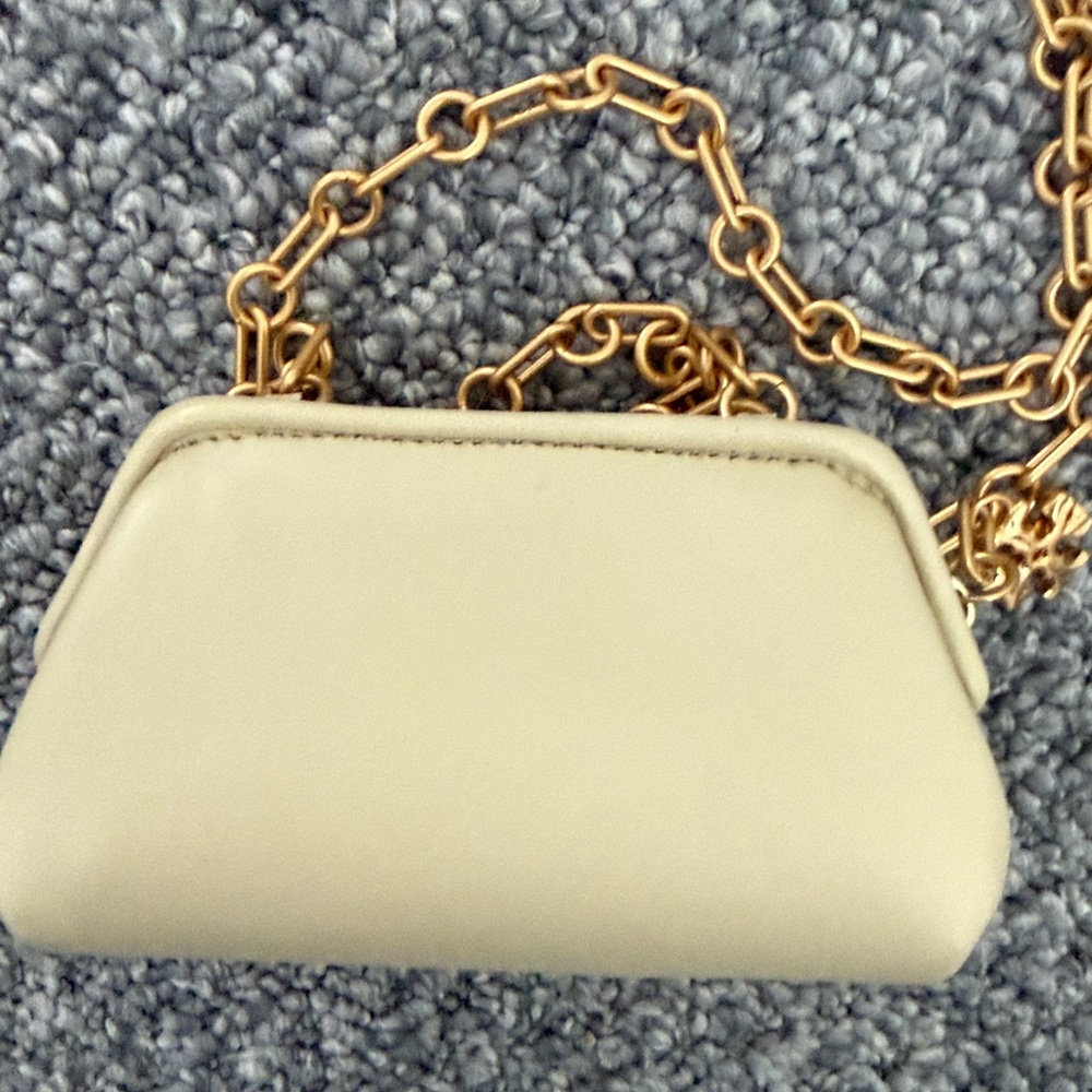 Tory Burch Micro Butter Cream Crossbody Bag with Gold Chain NWOT